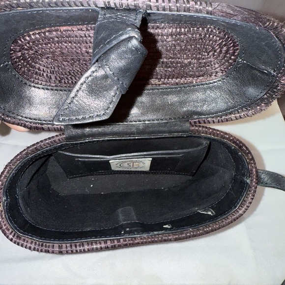 Cesta Collective Raffia Messenger Crossbody Bag Purse Dark Gray Black $395 EUC - Picture 4 of 11